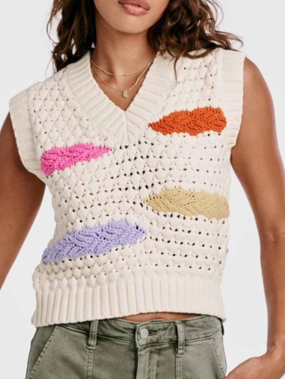 DEAR JOHN DENIM gabra pointelle sweater vest in beige